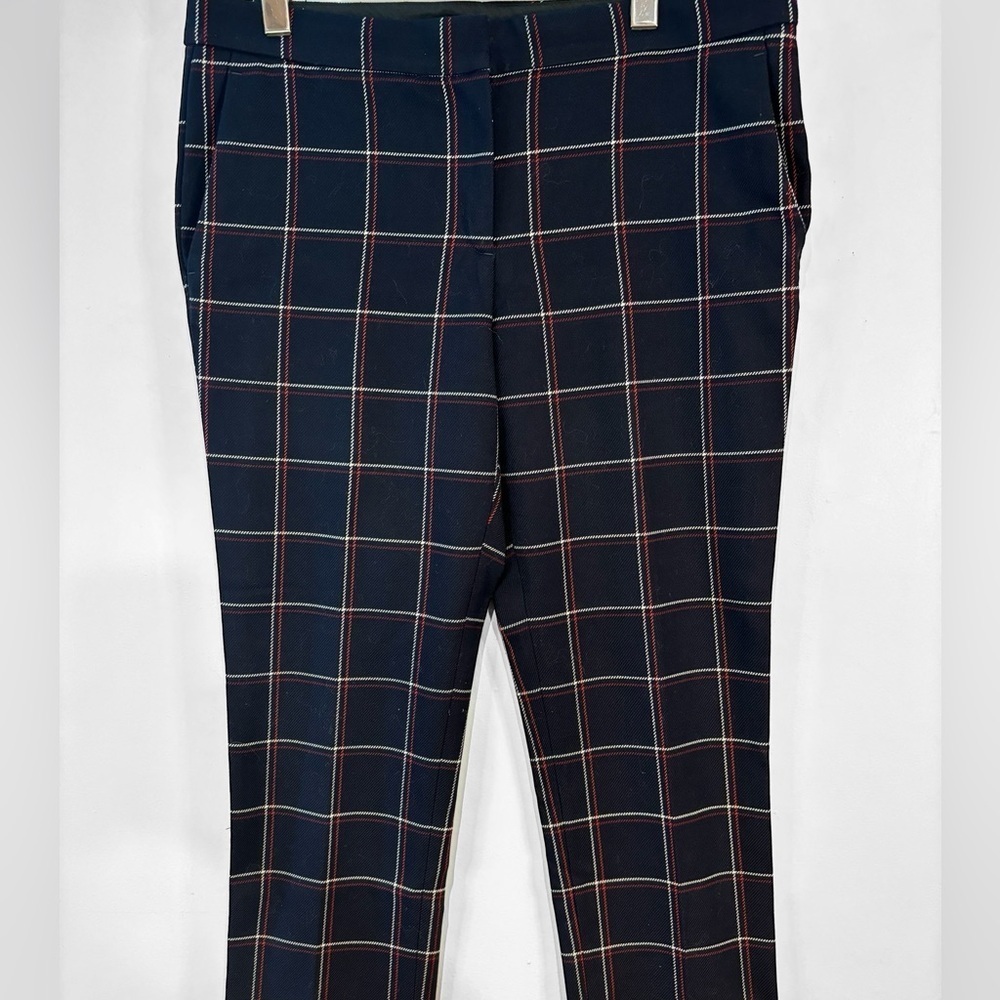 Ann Taylor window pane plaid black/cream/red ankle pants size 10